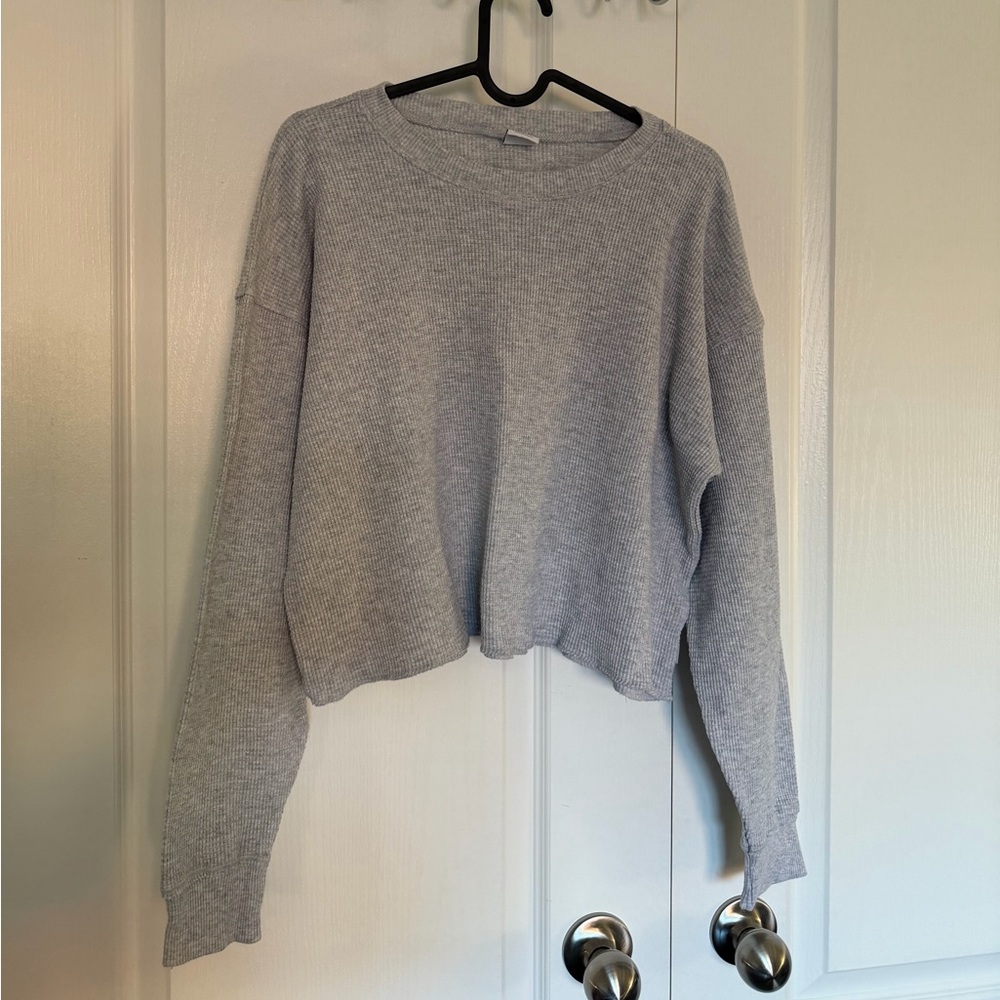 TNA Light Gray Waffle Long Sleeve Top - Size M